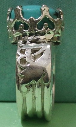 Turquoise (Feroza) Silver Ring - Image 4